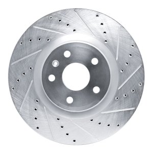 Buick Regal Brake Rotor (1) - Front Right - R1 Concepts - Drilled & Slotted - Silver - `13-`19